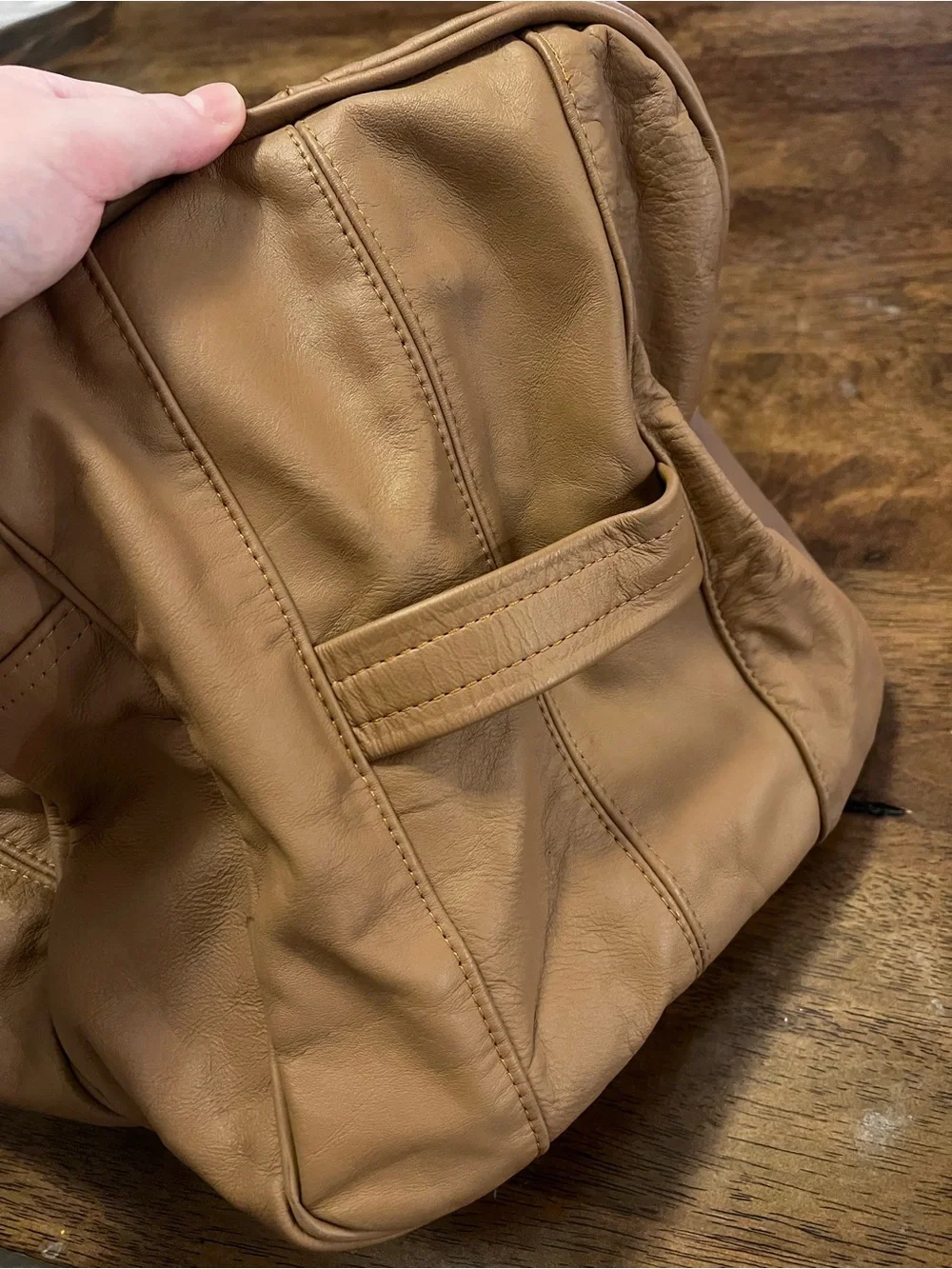 Talon Dual Zipper Vintage Light Brown Soft Leather Vintage Duffle Bag Unbranded